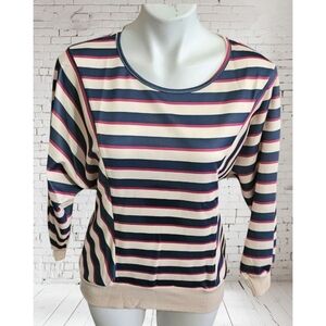 Striped 3/4 Sleeve Top Cream Size L
